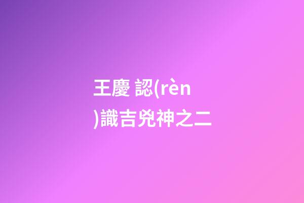 王慶 認(rèn)識吉兇神之二